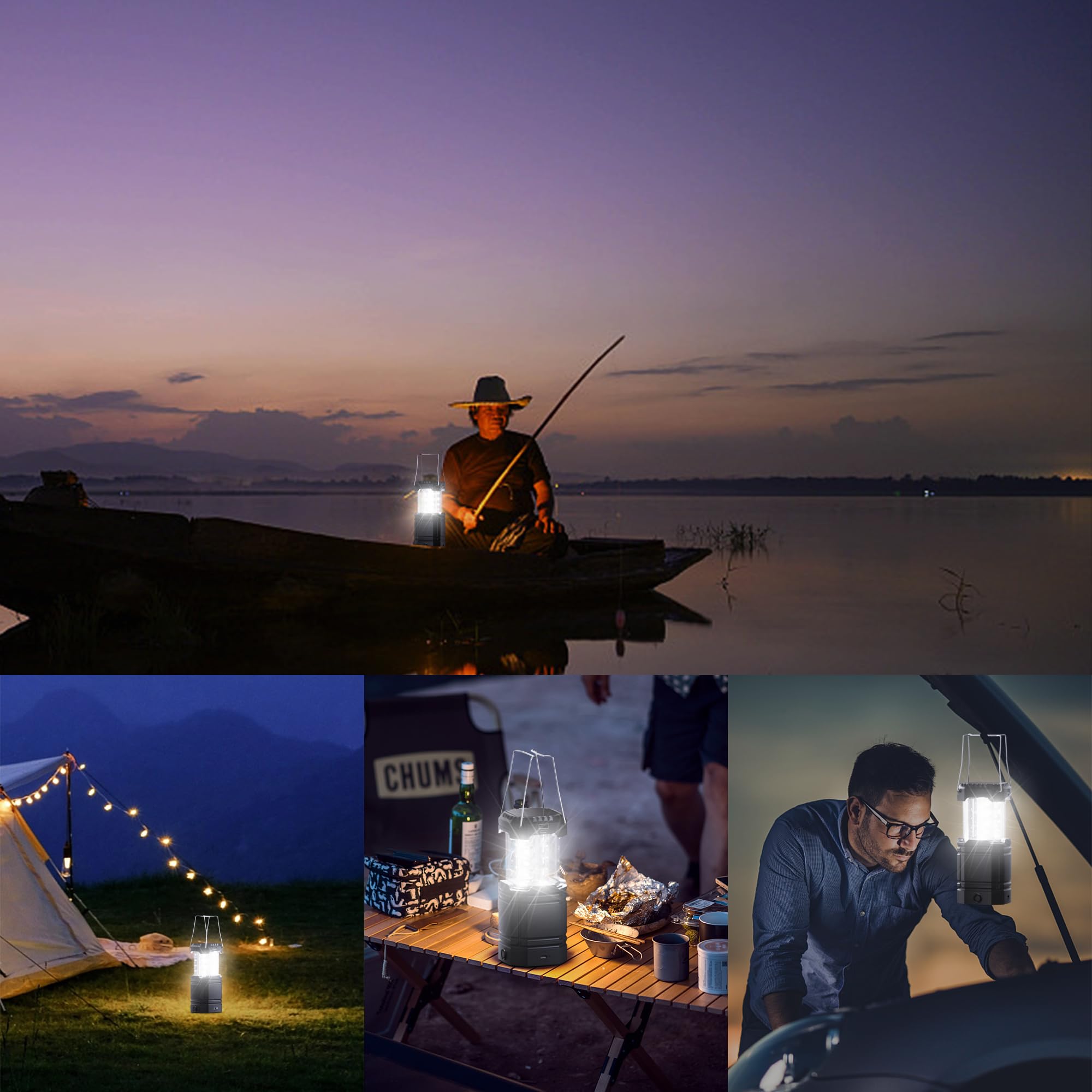 3000mAh Large Capacity Hand Crank Solar Camping Lantern, Portable Ultra Bright LED Torch, 23-26 Hours Running Time, USB Charger, Electronic Lantern for Outdoor