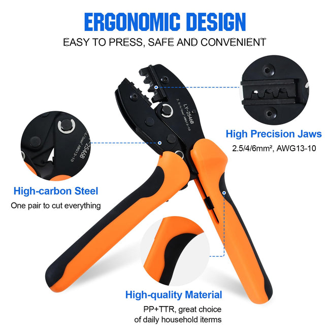 ECO-WORTHY Solar Crimper Tool Kit 13 PCS Solar Tools - a Crimper, 10 Pairs of Solar Connectors, 2 Pairs of Solar Connector Spanner Wrench for Solar Panel Cable Assembly and Installation Main Image