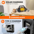 yeatem Solar Flashlight,Multifunctional Flashlight Solar Flashlight,led Flashlight Cell Phone Charger,USB Charging,Suitable for Home,Fishing,Outdoor Camping