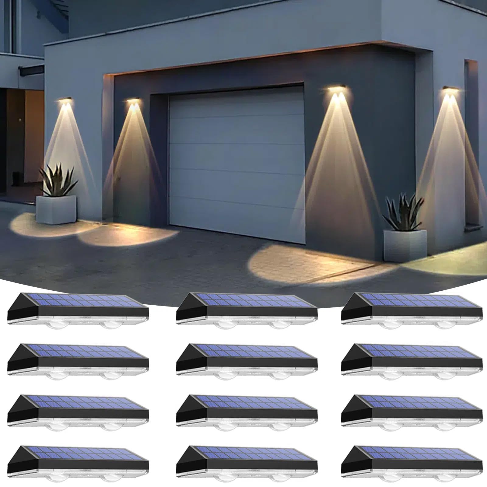 Solar Fence Lights Outdoor - 2700/4000/6000K 3 Mode, 8 Pack Solar Fence Lights Outdoor Waterproof LED, Fence Light Solar Powered for Outside, Backyard, Railing, Step, Patio,Wall and Home Improvement