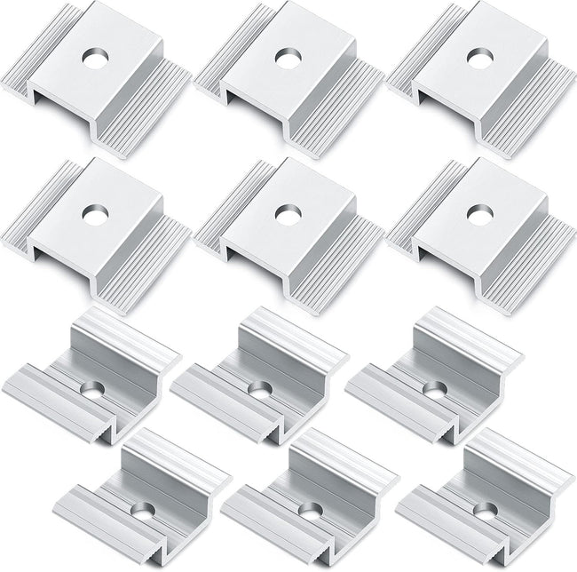 12 Pack Solar Panel Mid Clamps 1.06 Inch Solar Panel Bracket Aluminium Mounting Accessories Aluminum Solar Mid Clamp for Solar Panel Mounting Solar Panel Mid Clamp Hover Image