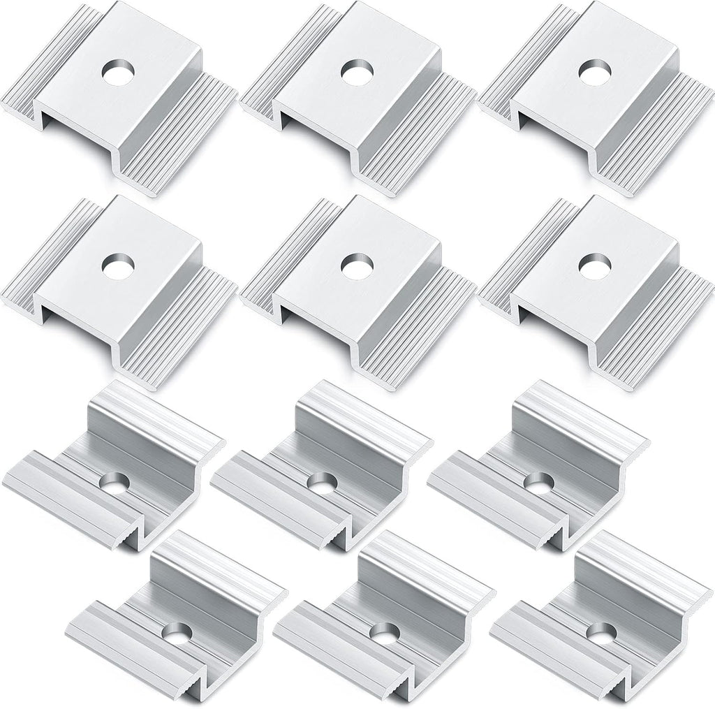12 Pack Solar Panel Mid Clamps 1.06 Inch Solar Panel Bracket Aluminium Mounting Accessories Aluminum Solar Mid Clamp for Solar Panel Mounting Solar Panel Mid Clamp