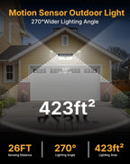 Solar Security Lights Outdoor, 466 LED 4000Lm Ultra Bright, 270° Wide Motion Sensor, IP68 Waterproof, 3 Modes Dusk-to-Dawn Solar Flood Light for Driveway Fence Garden Garage, 2-Pack