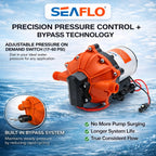 SEAFLO 55 Series 12V RV Water Pump 5.5 GPM 60 PSI Diaphragm Pump Heavy Duty Pressure Switch Built In Bypass Self Priming Quiet High Flow RV Marine Off Grid Freshwater System 4-Year Warranty
