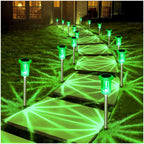 DenicMic Solar Lights Outdoor 10 Pack Waterproof 6000K Cold White LED Stainless Steel Stake Outside Lights for Yard Pathway Garden Driveway Walkway Landscape Path Lighting
