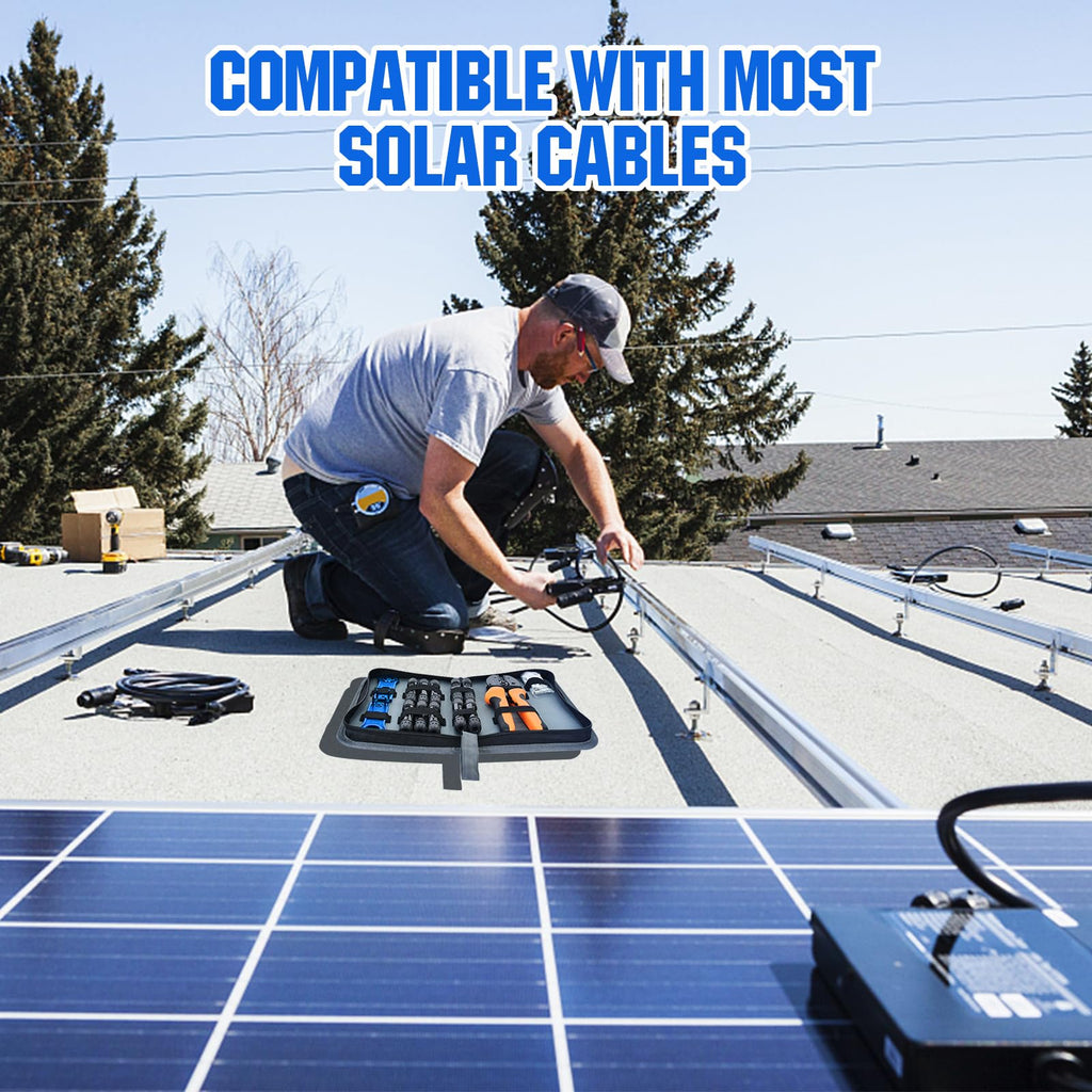ECO-WORTHY Solar Crimper Tool Kit 13 PCS Solar Tools - a Crimper, 10 Pairs of Solar Connectors, 2 Pairs of Solar Connector Spanner Wrench for Solar Panel Cable Assembly and Installation