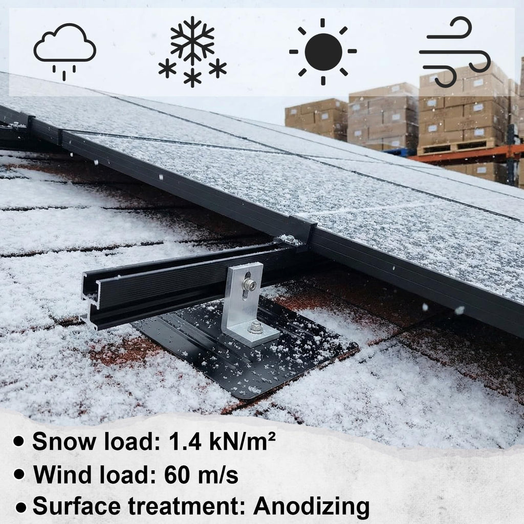 Otoolling 12 Pack Solar Racking Aluminum L Bracket with Flashing for Solar Panel Mounting PV Module Roof Racking Kit for Asphalt Shingle Composition Roofs Waterproof with EPDM Gasket Hardware(12inch)