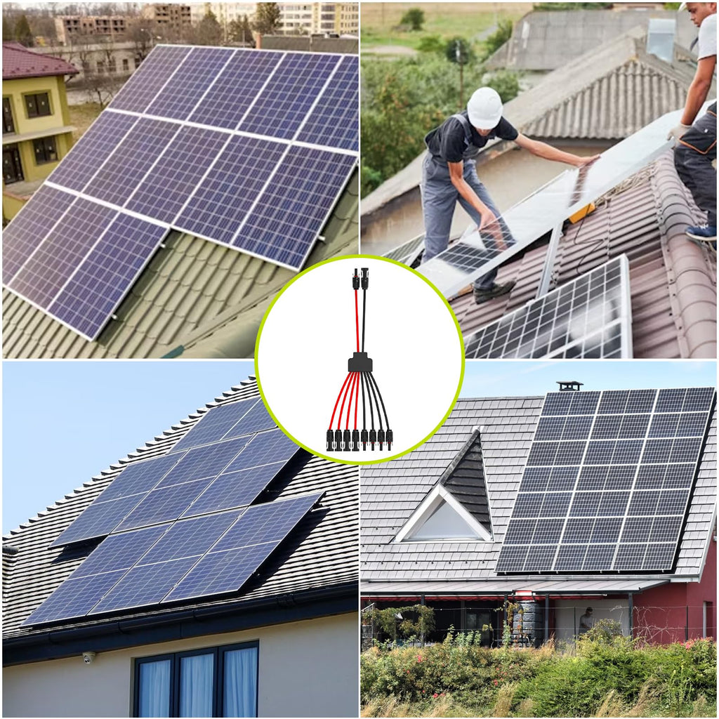 JXMXRPV Solar Connectors for 4 Solar Panels,Tool-Free Solar Panels Connectors,Waterproof Solar Panel Splitter, 2 to 8 Y Branch Parallel Adapter for Solar Cable Extension