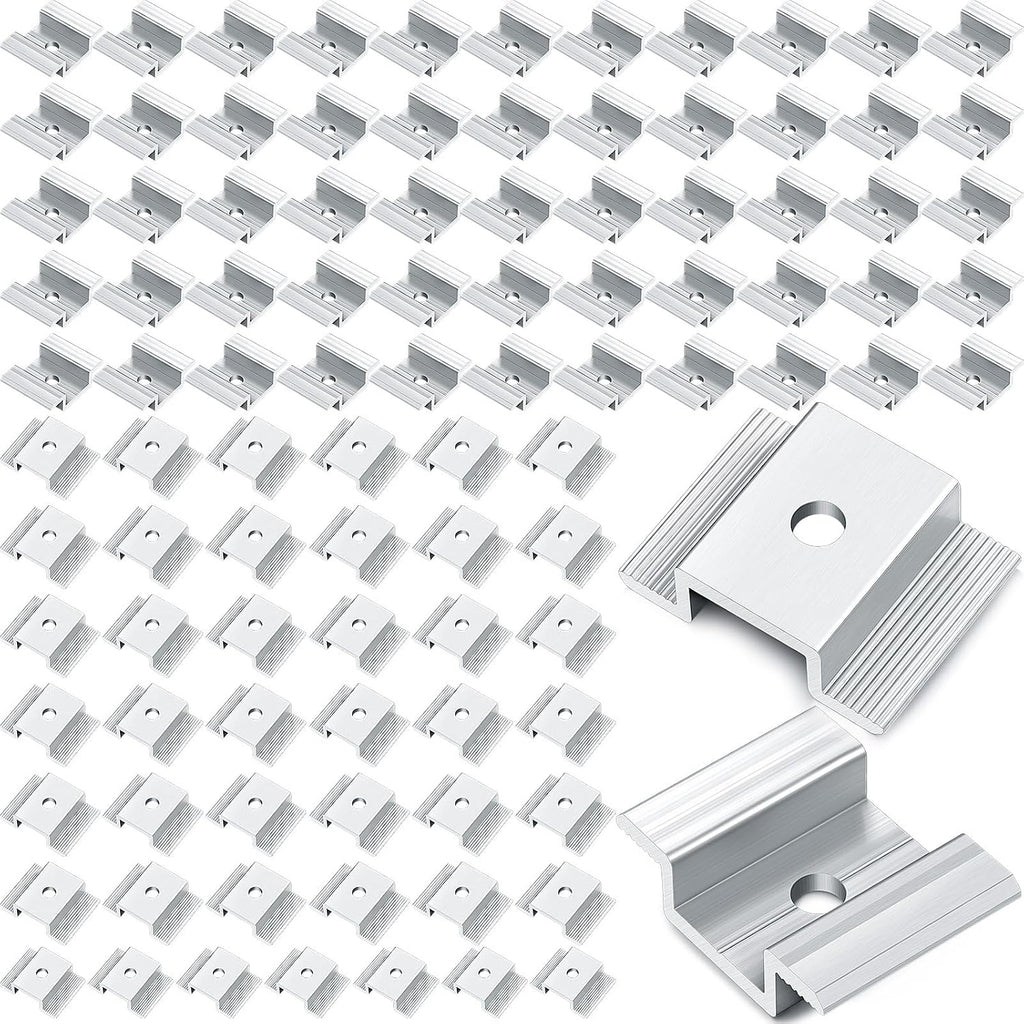 Zhengmy 100 Pack Solar Panel Mid Clamps 1.06 Inch Solar Panel Bracket Aluminium Mounting Accessories Aluminum Solar Mid Clamp for Solar Panel Mounting Solar Panel Mid Clamp