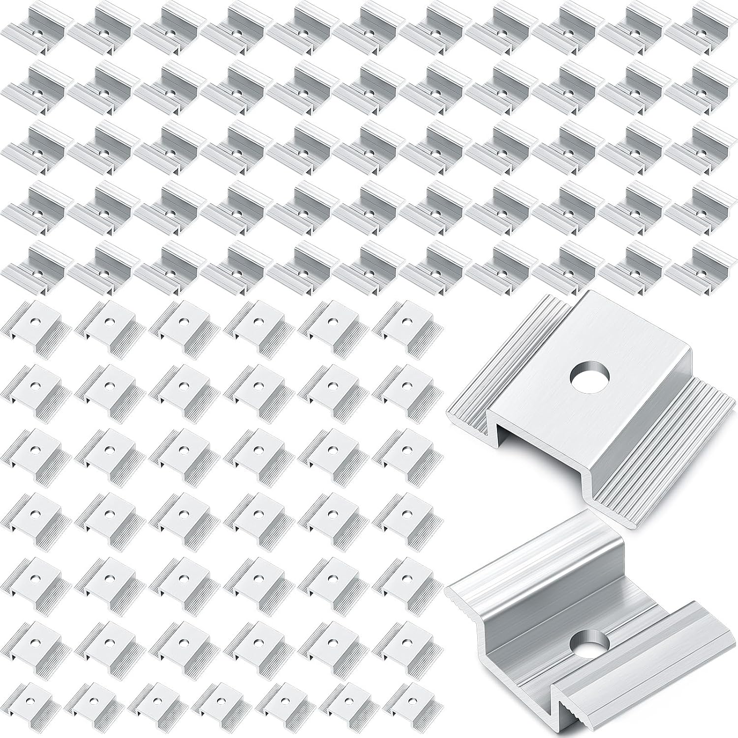 Zhengmy 100 Pack Solar Panel Mid Clamps 1.06 Inch Solar Panel Bracket Aluminium Mounting Accessories Aluminum Solar Mid Clamp for Solar Panel Mounting Solar Panel Mid Clamp