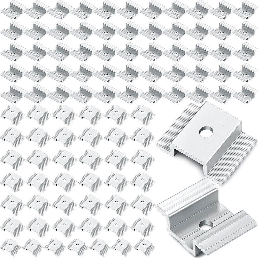 Zhengmy 100 Pack Solar Panel Mid Clamps 1.06 Inch Solar Panel Bracket Aluminium Mounting Accessories Aluminum Solar Mid Clamp for Solar Panel Mounting Solar Panel Mid Clamp