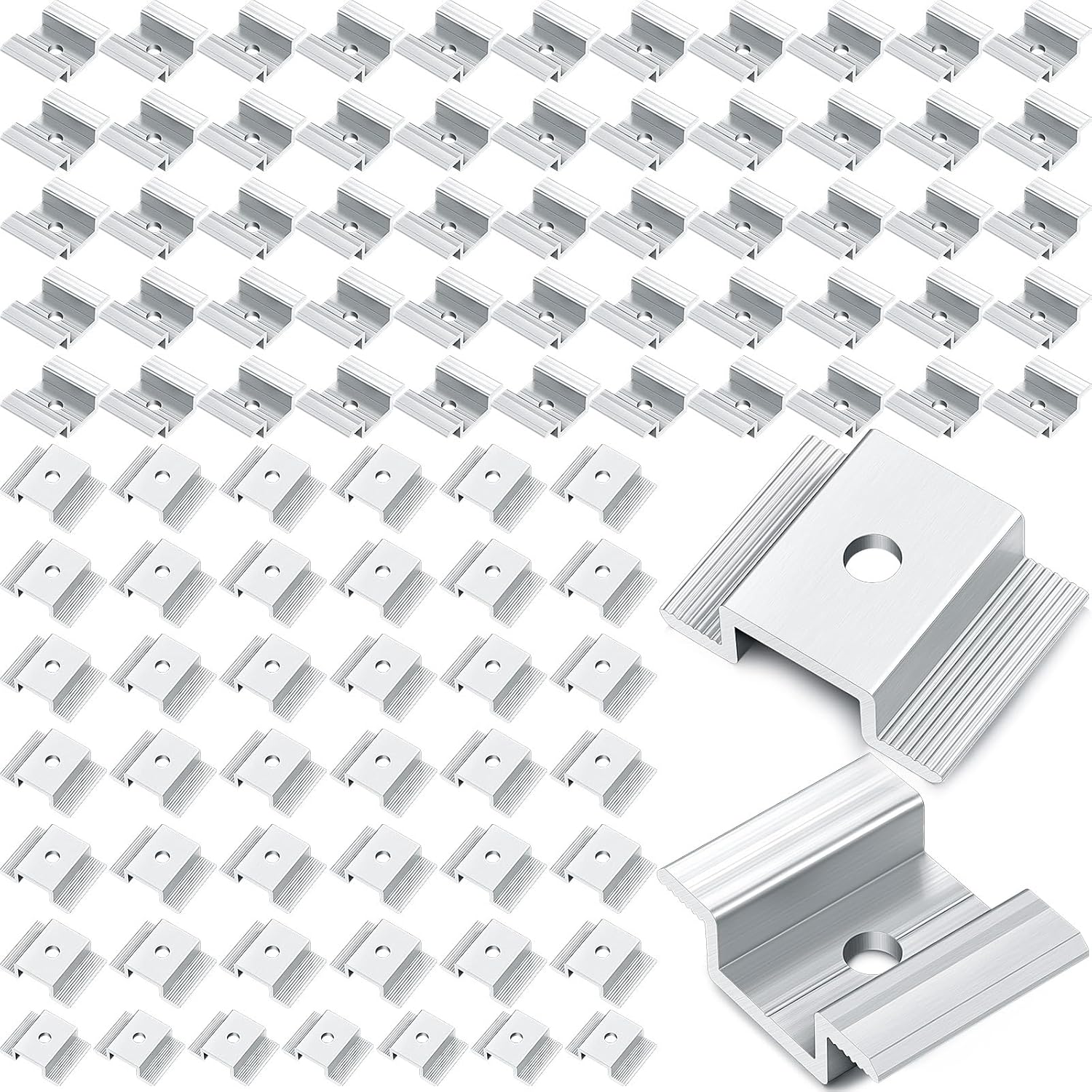Zhengmy 100 Pack Solar Panel Mid Clamps 1.06 Inch Solar Panel Bracket Aluminium Mounting Accessories Aluminum Solar Mid Clamp for Solar Panel Mounting Solar Panel Mid Clamp