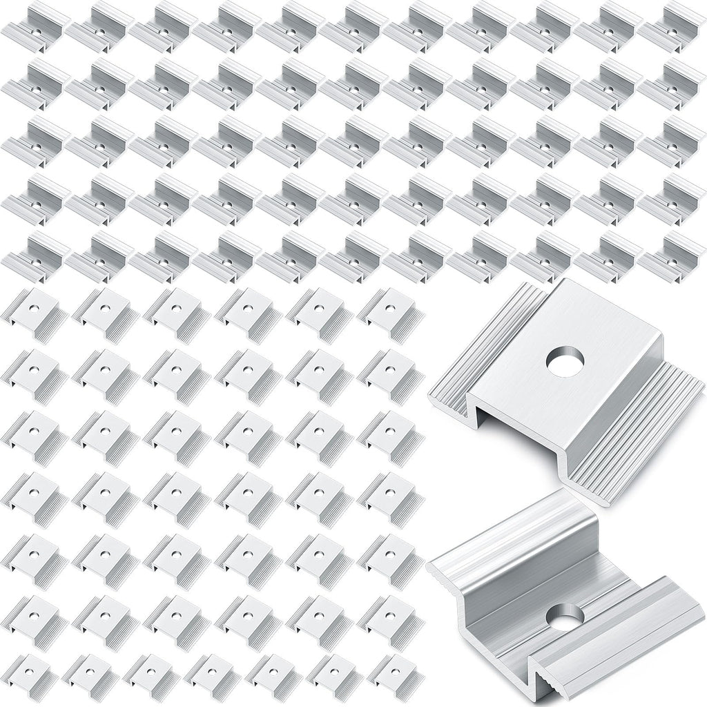 12 Pack Solar Panel Mid Clamps 1.06 Inch Solar Panel Bracket Aluminium Mounting Accessories Aluminum Solar Mid Clamp for Solar Panel Mounting Solar Panel Mid Clamp