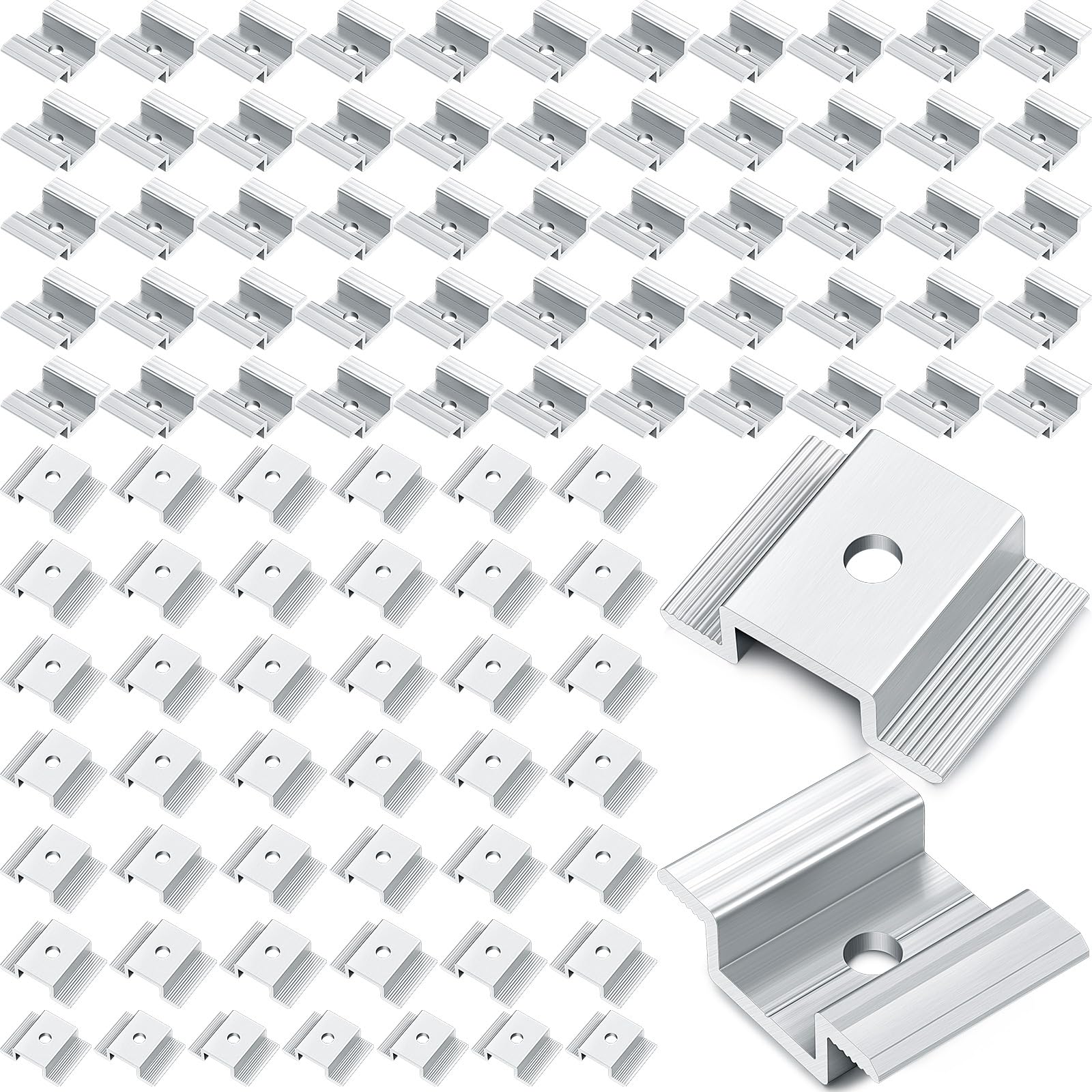 12 Pack Solar Panel Mid Clamps 1.06 Inch Solar Panel Bracket Aluminium Mounting Accessories Aluminum Solar Mid Clamp for Solar Panel Mounting Solar Panel Mid Clamp