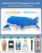 Ecogenix Upgraded 2In1 CCS & J1772 to Tesla Adapter, 250KW Fast CCS1 to Tesla Charging Adapter, Fit for 2021-2026 Tesla Model Y, 3, S, X, Compatible with CCS1& J1772 Level 1 2 3 Charging Stations