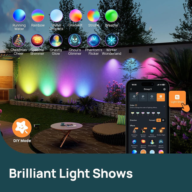 Linkind Smart Solar Spot Lights Outdoor SL5C, Solar Lights Outdoor Spotlight Cool/Warm White/Color Changing, APP/Voice Control IP67 Landscape Lighting for Yard, Garden, Pathway(2 Pack) Main Image