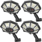 OKPRO Solar Lights Outdoor, 168LED 6500K Flood Light Dusk to Dawn, 8 Sides Solar Outdoor Lights with Motion Sensor, IP66 Waterproof Solar Street Lights Outdoor for Yard, Pools(4 Pack)