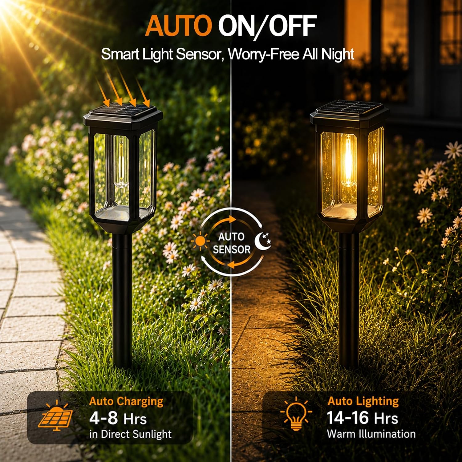 Tenmiro-Solar-Pathway-Lights-Outdoor-8-Pack-LED-Solar-Powered-Garden-Lights-Waterproof-IP65-Auto-On/Off-Outdoor-Light-for-Yard-Lawn-Patio-Path-Walkway-Driveway-Landscape-Lighting-Decor-3000K