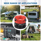 10AWG Solar Extension Cable 2FT – 2 Pack Red & Black PV Wire with Solar Connectors, 84-Strand Tinned Copper, Dual XLPE Insulated, Outdoor UV-Resistant Cable for RV, Inverter, Battery