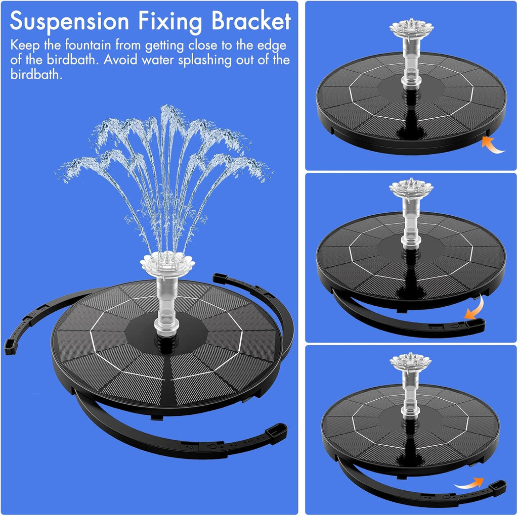 AISITIN 3.5W Solar Fountain Pump for Water Feature Outdoor DIY Solar Bird Bath Fountain with Multiple Nozzles, Solar Powered Water Fountain for Garden, Ponds, Fish Tank and Aquarium