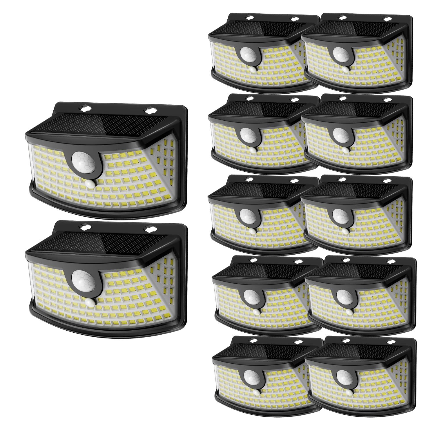 Aootek New Solar Motion Sensor Lights 120 LEDs with Lights Reflector,270° Wide Angle, IP65 Waterproof, Step Lights for Front Door, Yard, Garage, Deck (Black, Daylight White, 6-Pack)