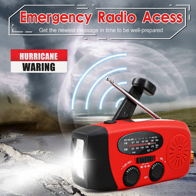 RunningSnail Emergency Hand Crank Radio With LED Flashlight For Emergency, AM/FM NOAA Portable Weather Radio With 2000mAh Power Bank Phone Charger, USB Charged & Solar Power For Camping, Emergency Main Image