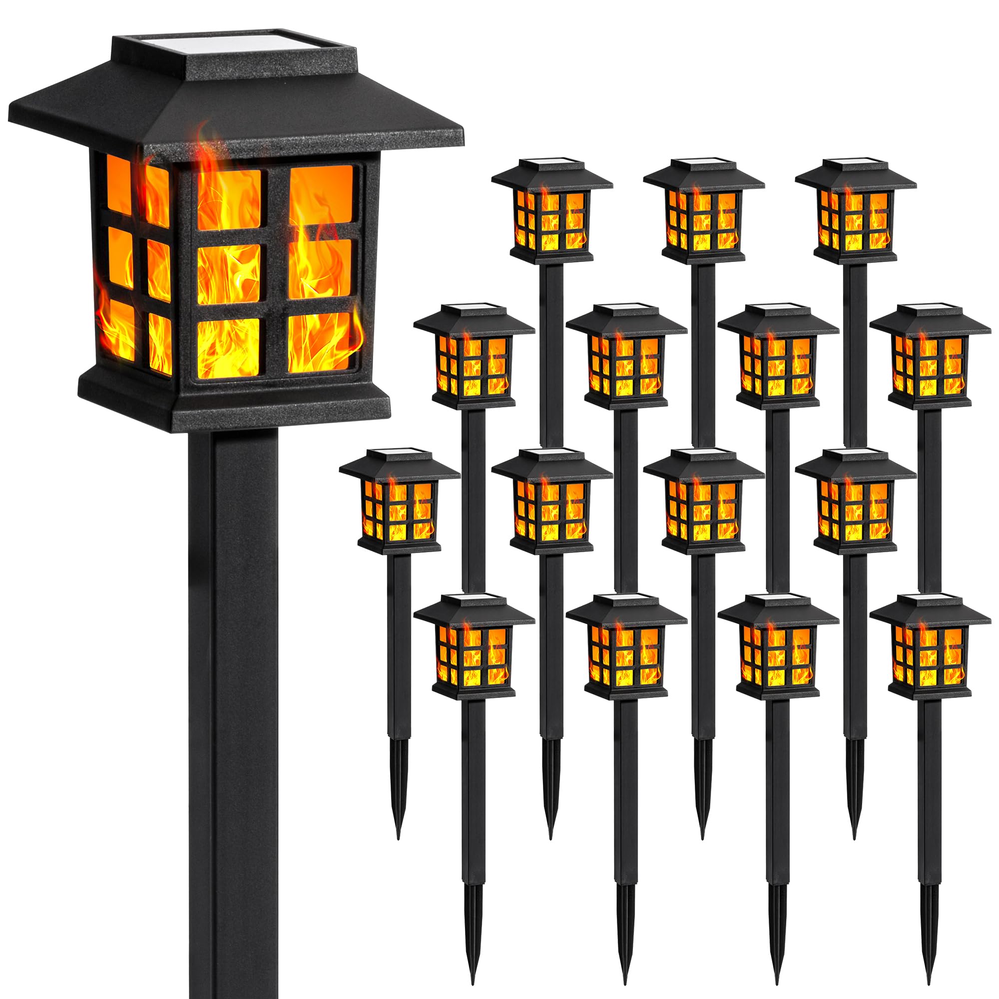 GIGALUMI Solar Outdoor Lights,12 Pack LED Solar Lights Outdoor Waterproof, Solar Walkway Lights Maintain 10 Hours of Lighting for Your Garden, Landscape, Path, Yard, Patio, Driveway