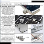 Tandefio Solar Panel Mounting Kit for 4-5 Solar Panels, Panel Kit for Shingle Roof, Adjustable with Clamps, L Shape Brackets, 88 Inch Rails(Silver)