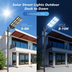 WYWNA 15000W Solar Street Lights Outdoor - Wide Angle Solar Lights Outdoor Motion Sensor, Commercial Parking Lot Light Dusk to Dawn, 7000K LED Street Light Heavy Duty IP66 Waterproof 2-Pack