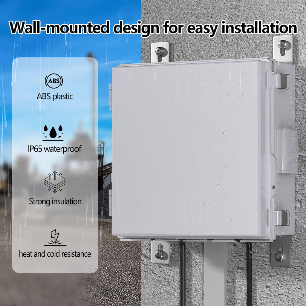 ANIMACYN Electrical Junction Box, Ventilated Design, Cable Grommets, Indoor/Outdoor Use with Mounting Panel & Hinged Cover. Waterproof IP 65. (Grey Cover, 13"x13"x5.1")