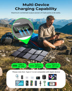 BigBlue Portable 35W Solar Panel Charger with Fast Charging USB-A and PD 25W USB-C for Camping Backpacking, 1.54 lbs, IP68 Waterproof, Folding Solar Phone Charger for iPhone/Android, iPad, Power Bank