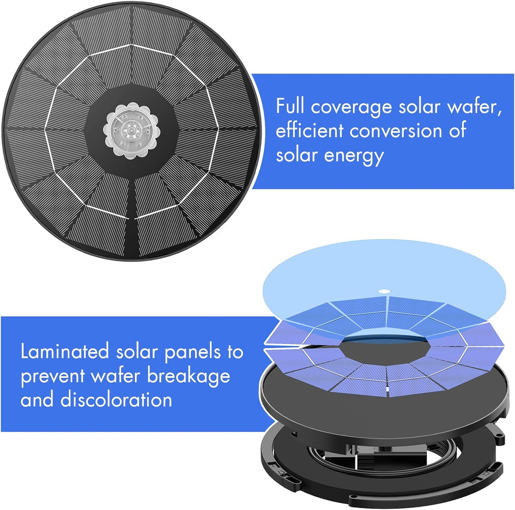 AISITIN 3.5W Solar Fountain Pump for Water Feature Outdoor DIY Solar Bird Bath Fountain with Multiple Nozzles, Solar Powered Water Fountain for Garden, Ponds, Fish Tank and Aquarium