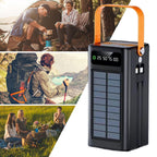 Solar Portable Charger, 120w Power Bank, Fast Charge with Built‑in Cables, Survival Gear with Led Light, Outdoor Accessory, High Capacity 50000mah Device for Camping Fishing Backpacking Road Trip
