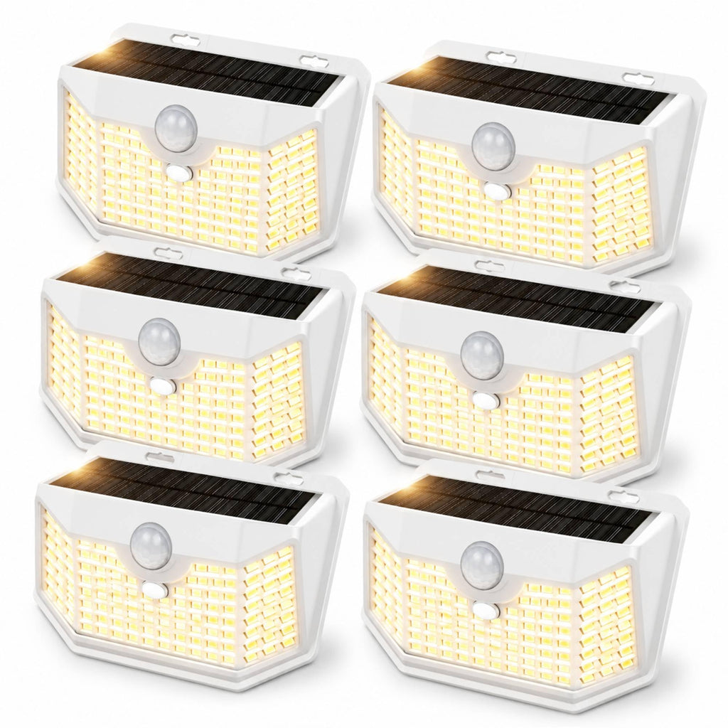 HMCITY Solar Lights Outdoor 120 LED with 3 Lighting Modes, Motion Sensor Wall Lights,IP65 Waterproof Solar Powered for Garden Patio Yard (Back Button 2Packs, Black Shell-Daylight White)