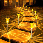 DenicMic Solar Lights Outdoor 10 Pack Waterproof 6000K Cold White LED Stainless Steel Stake Outside Lights for Yard Pathway Garden Driveway Walkway Landscape Path Lighting