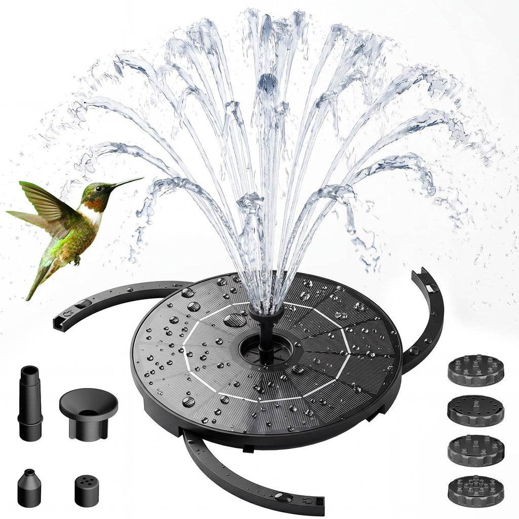 AISITIN 3.5W Solar Fountain Pump for Water Feature Outdoor DIY Solar Bird Bath Fountain with Multiple Nozzles, Solar Powered Water Fountain for Garden, Ponds, Fish Tank and Aquarium