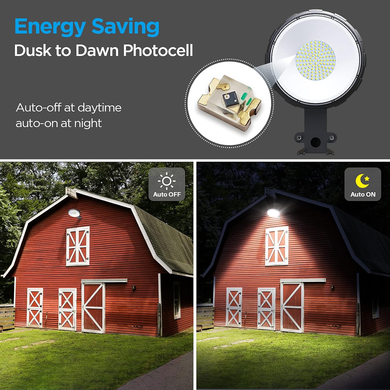 deerdance LED Barn Light, 80W 120V Hardwired Dusk to Dawn Outdoor Lighting with 10000LM 5000K Daylight, IP65 Waterproof Area Street Lights for Outdoor Barns Farmhouse Garage Yard Warehouse (1Pack)