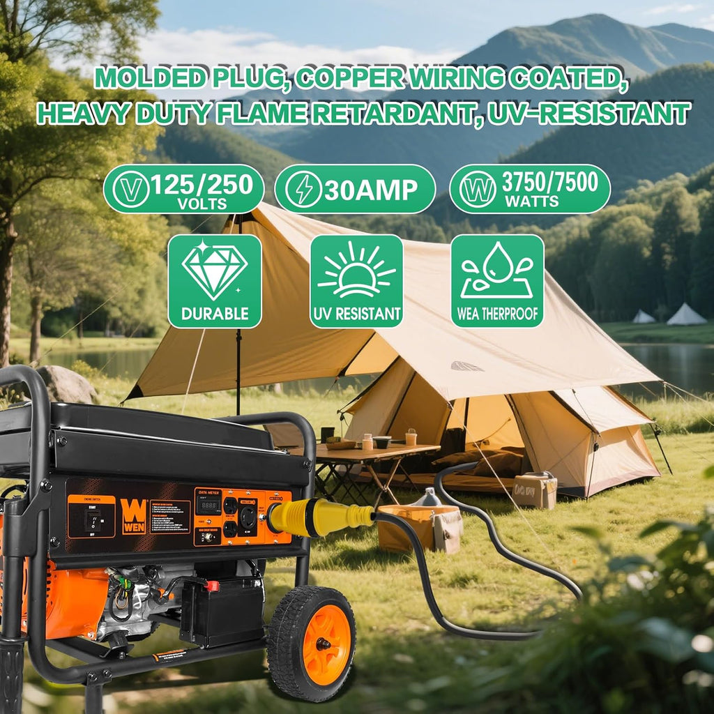 RV Generator Adapter, 30 Amp to 50 Amp Twist Locking Generator , Heavy Duty for RV Trailer Camper Generator EV Tesla Level 2 Charging (L14-30P to 14-50R)