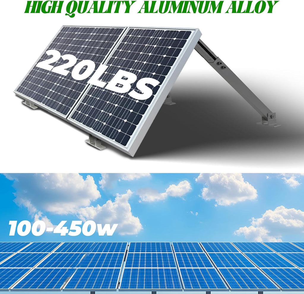 Solar Panel Mounting Brackets, 2 Sets Adjustable Solar Panel Tilt Mount Brackets, 14-27IN Adjust Solar Panel Rack, Support up to 100-450 Watt Mounting Bracket Set, Portable Stand for Roof RV Boat
