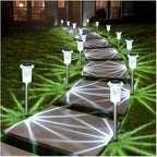 DenicMic Solar Lights Outdoor 10 Pack Waterproof 6000K Cold White LED Stainless Steel Stake Outside Lights for Yard Pathway Garden Driveway Walkway Landscape Path Lighting