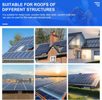 10PCS Solar Panel Mounting Brackets, Solar Panel Mount for 1-4PCS Thickness 1.4” Solar Panels, Solar Panel Brackets with 10x 6 Mini Rails 4X Water Drain Clips for Shingle,Slate,Metal and Tin Roof