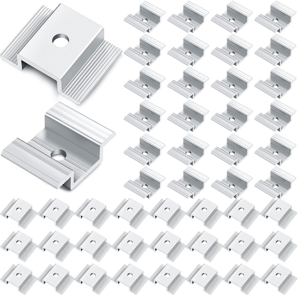 Zhengmy 100 Pack Solar Panel Mid Clamps 1.06 Inch Solar Panel Bracket Aluminium Mounting Accessories Aluminum Solar Mid Clamp for Solar Panel Mounting Solar Panel Mid Clamp