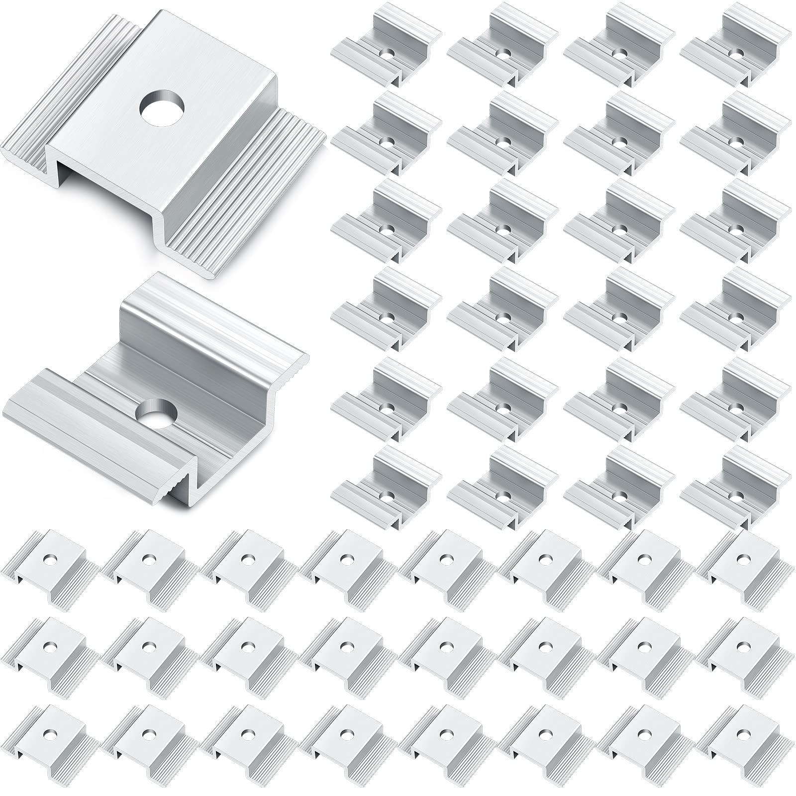 12 Pack Solar Panel Mid Clamps 1.06 Inch Solar Panel Bracket Aluminium Mounting Accessories Aluminum Solar Mid Clamp for Solar Panel Mounting Solar Panel Mid Clamp
