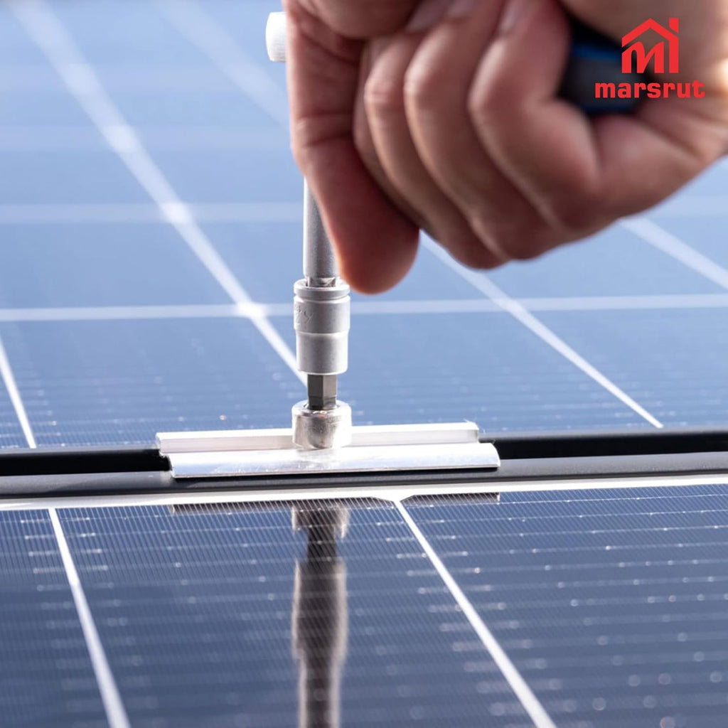 10Pcs Solar Panel Clamps for Unistrut System, Mounting Clamp Bracket, Adjustable Wide PV Photovoltaic Support Mid Mount Clips, Aluminum Secure Hardware Kit with Nut Bolt Fit Standard Roof Solar Panel