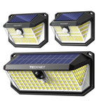 TECKNET 416 LED Solar Lights Outdoor Waterproof, 4200lm 300° Angle & 3 Lighting Modes Motion Sensor Outdoor Lights,2 Pack Solar Powered Flood Wall Lights for Home Patio Fence Yard Deck Garage Street