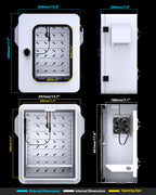 Akwscyby Outdoor Electrical Box with Clear Window and Thermostat and Fan, Precise Temperature Control 0.1°F, IP65 Water Resistant Rating, Galvanized Steel, Aluminum Rear Beam(17.7" x 13.8" x 7.9")