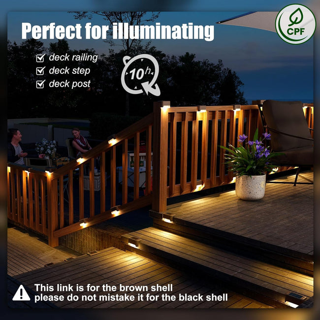 SOLPEX Solar Deck Lights Outdoor 16 Pack, Solar Step Lights Waterproof Led Solar lights for Outdoor Stairs, Step , Fence, Yard, Patio, and Pathway(Warm White) Main Image