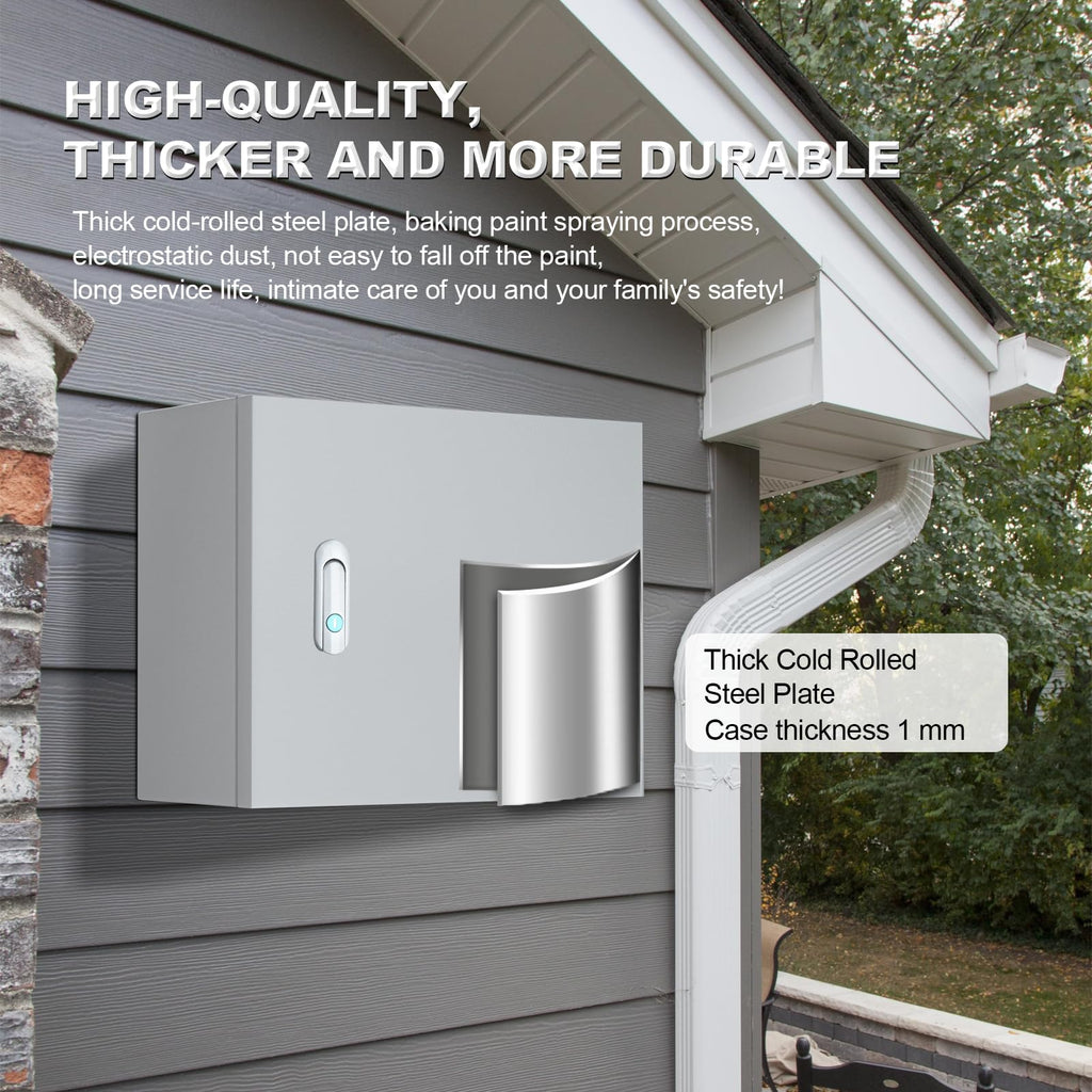 Metal Electrical Enclosure Box, Indoor&Outdoor Electrical Junction Box, Dustproof and Moisture Proof Metal Electrical Box with Safety Lock，Universal Electric Equipment Enclosure Box