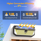TECKNET 416 LED Solar Lights Outdoor Waterproof, 4200lm 300° Angle & 3 Lighting Modes Motion Sensor Outdoor Lights,2 Pack Solar Powered Flood Wall Lights for Home Patio Fence Yard Deck Garage Street