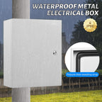 AUFUNIU Steel Electrical Junction Box, 12 x 8 x 6 Waterproof & Dustproof Electrical Enclosure, Outdoor & Indoor Universal Project Box with Lock & Mounting Plate